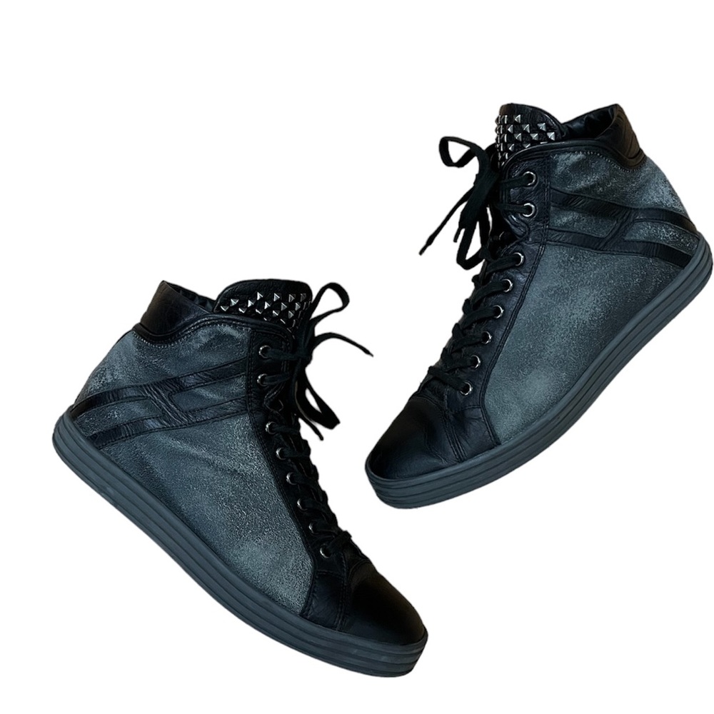 Hogan Rebel Distressed Studded High Top Sneakers